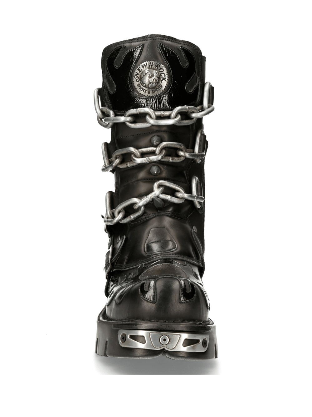 NEW ROCK Men's Chained Gothic Boots with Metal Accents