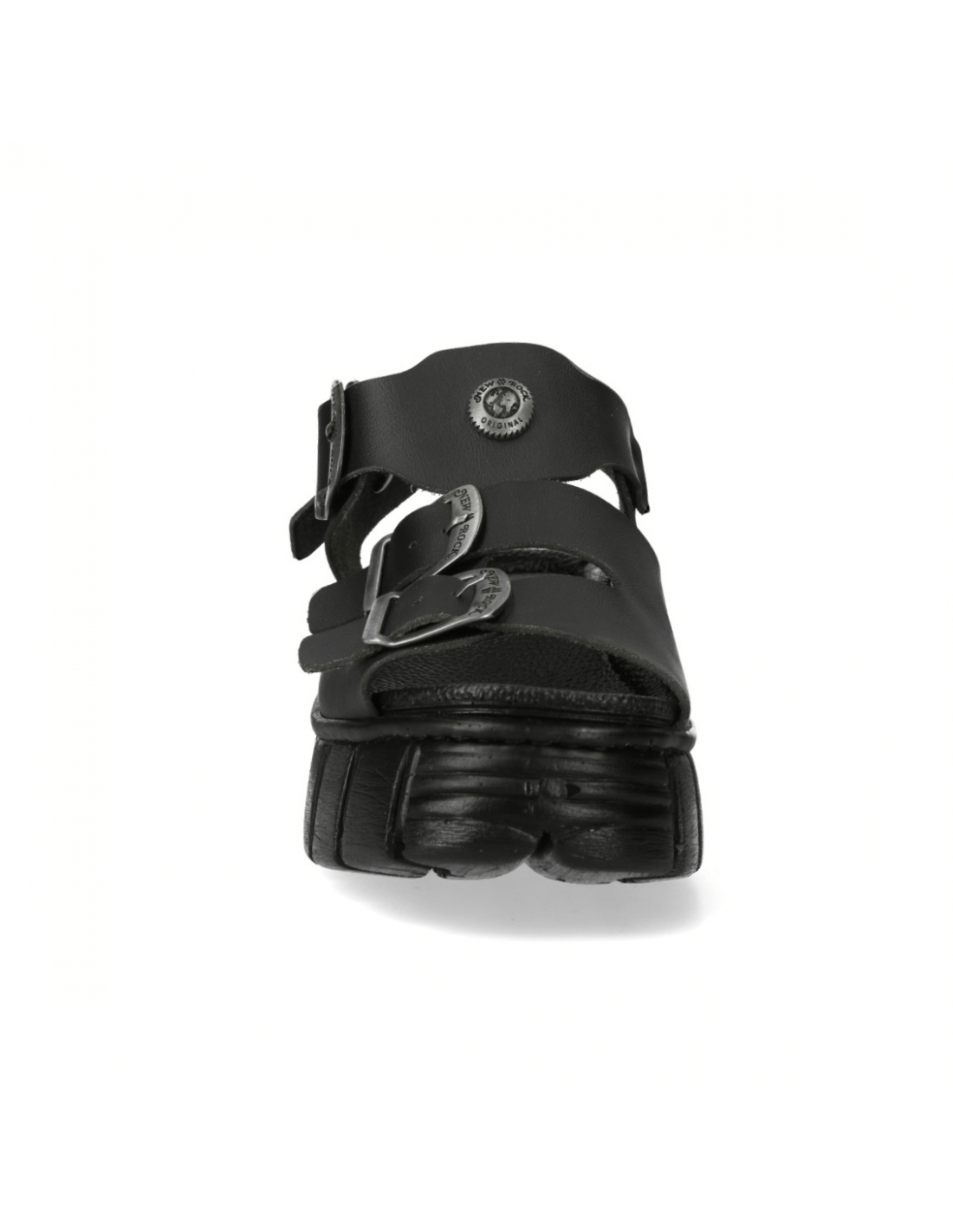 NEW ROCK Men's Chunky Black Buckle Platform Sandals