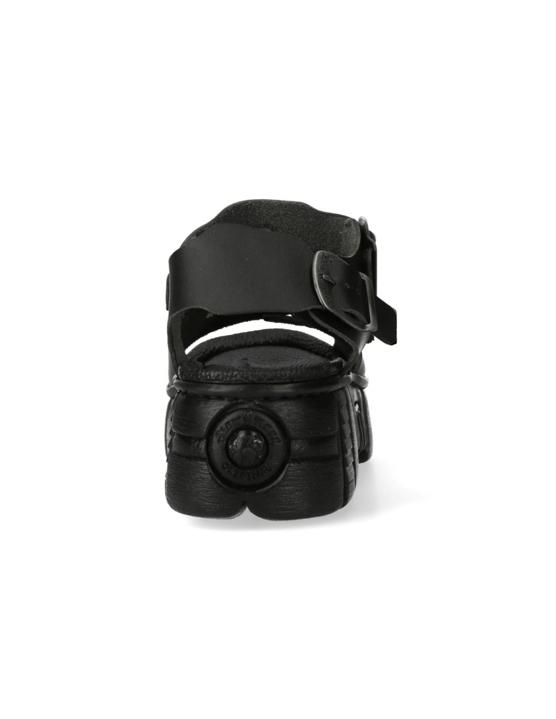 NEW ROCK Men's Chunky Black Buckle Platform Sandals