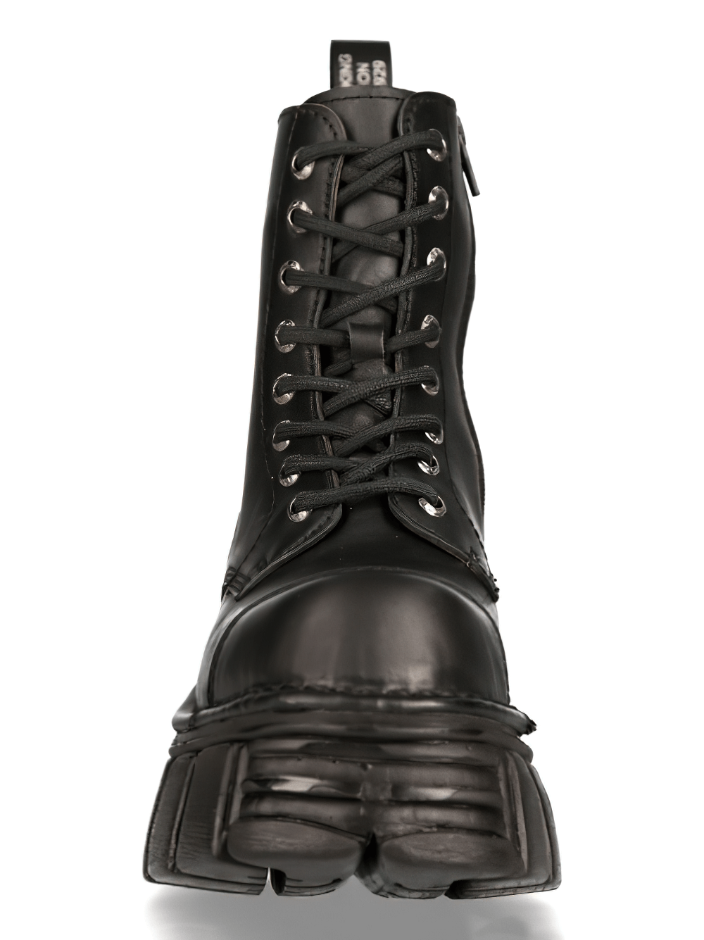 NEW ROCK Men's Durable Black Military Boots with Laces