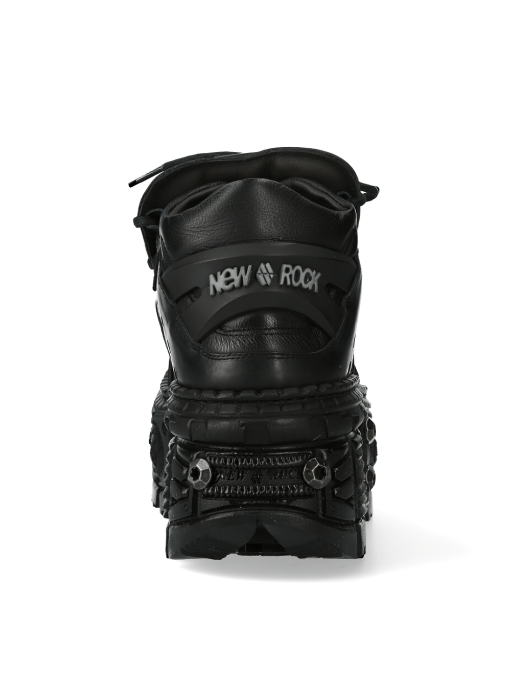 NEW ROCK Men's Edgy Studded Black Chunky Sole Shoes With Lace Up