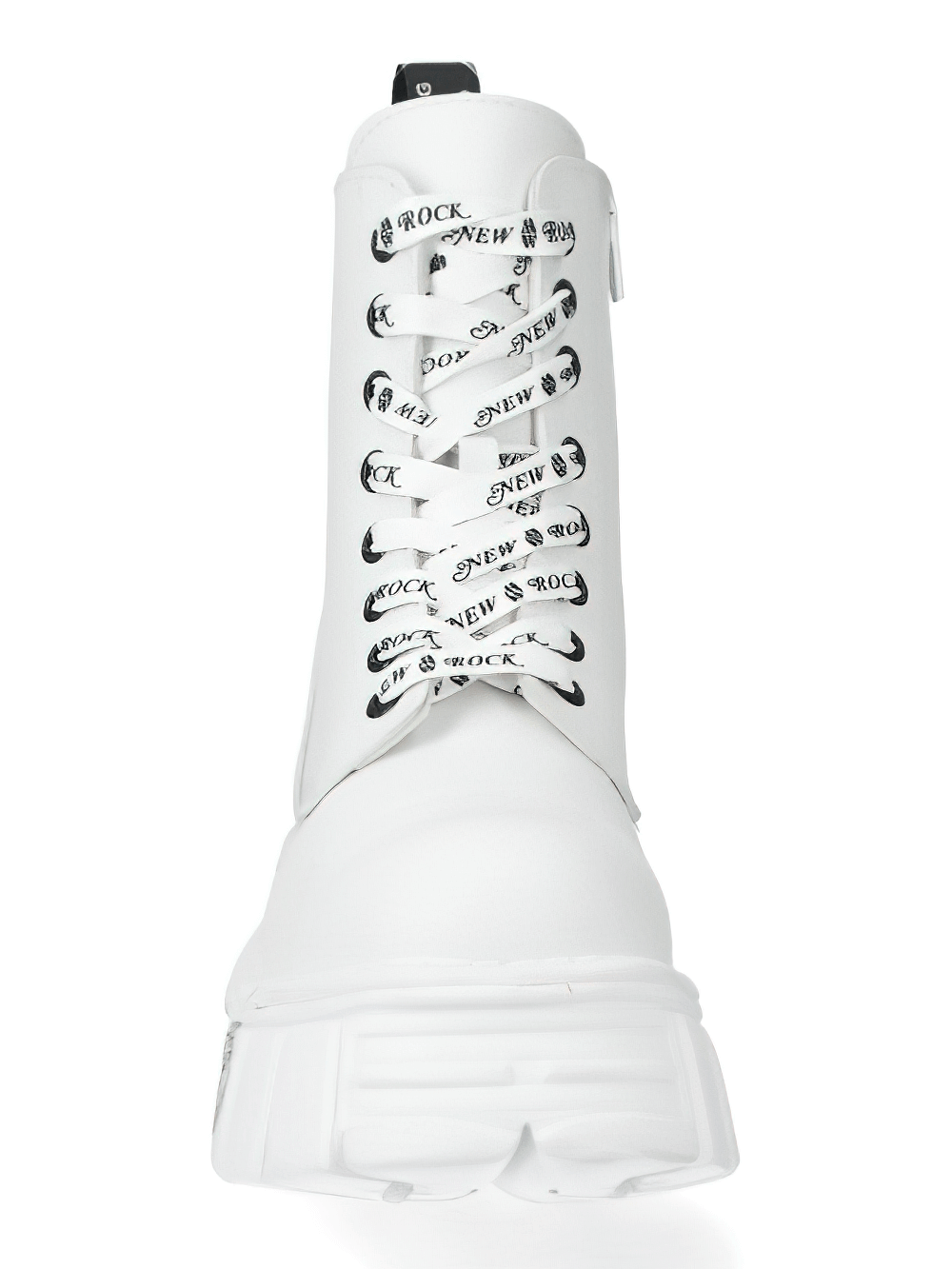 NEW ROCK Men's Edgy White Platform Boots with Punk Badges