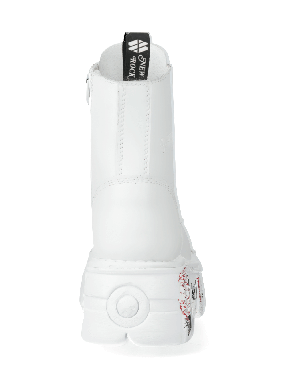 NEW ROCK Men's Edgy White Platform Boots with Punk Badges