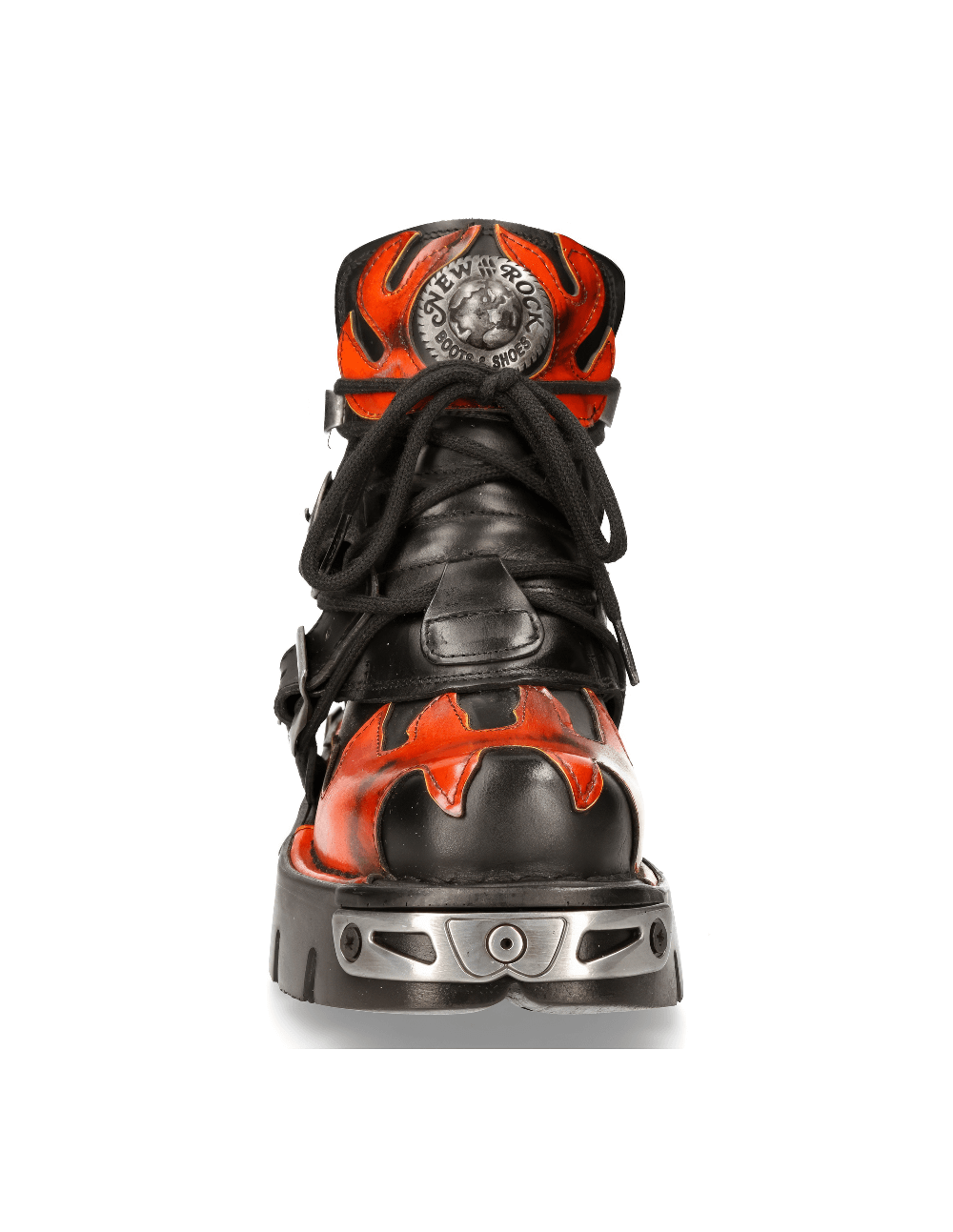 NEW ROCK Men's Fiery Biker Ankle Boots with Metallic Accents