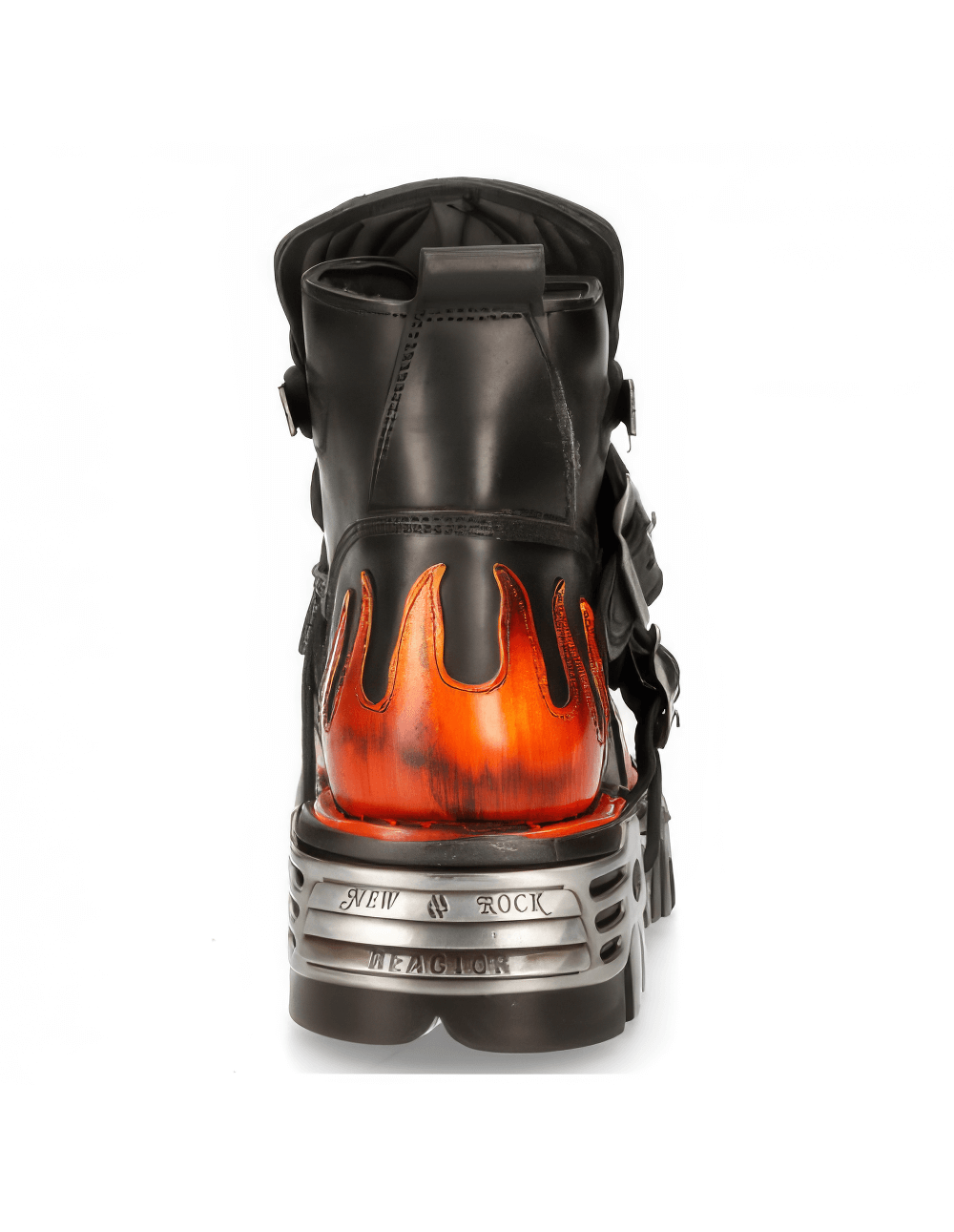 NEW ROCK Men's Fiery Biker Ankle Boots with Metallic Accents