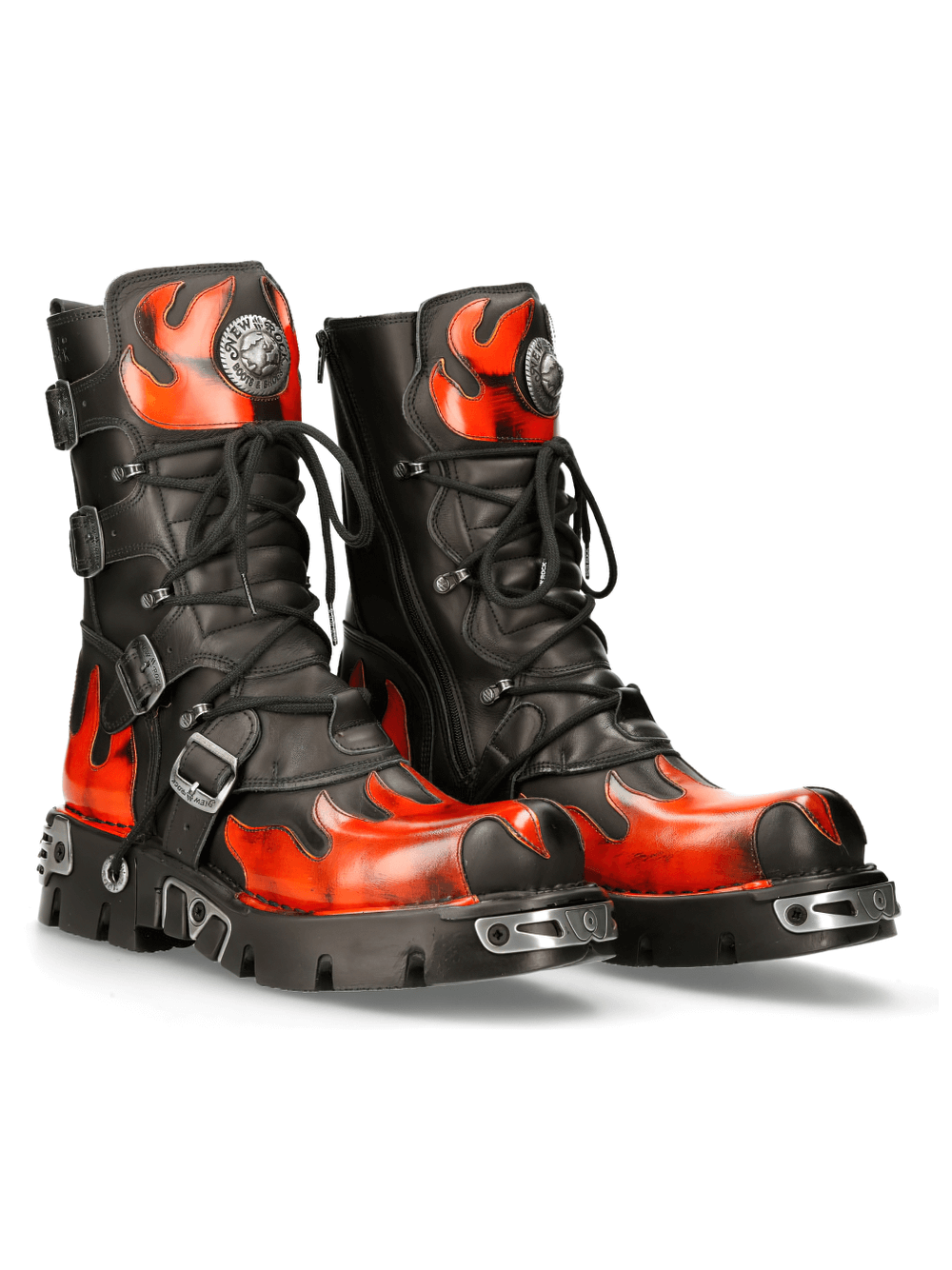 NEW ROCK Flame-Styled Punk Rock Boots Men's Footwear