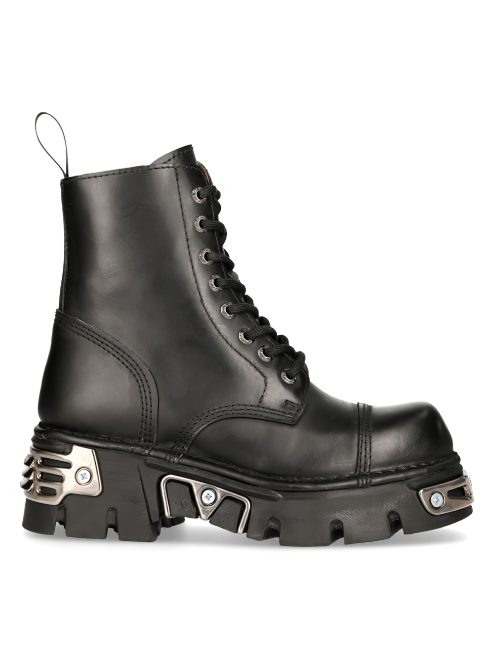 NEW ROCK Men's Genuine Leather Ankle Boots with Metal Details