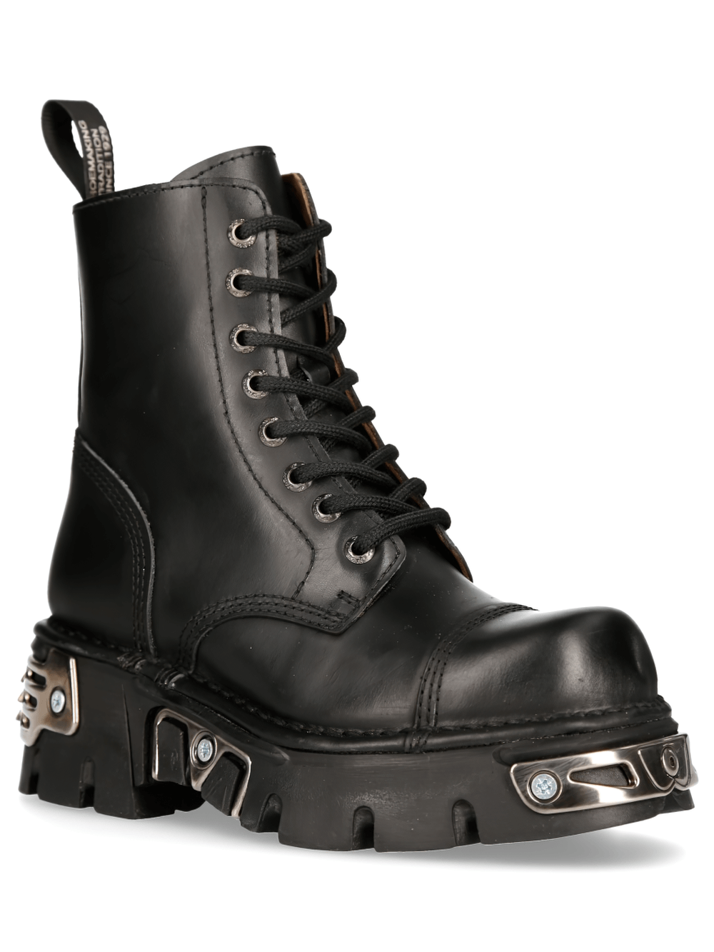 NEW ROCK Men's Genuine Leather Ankle Boots with Metal Details