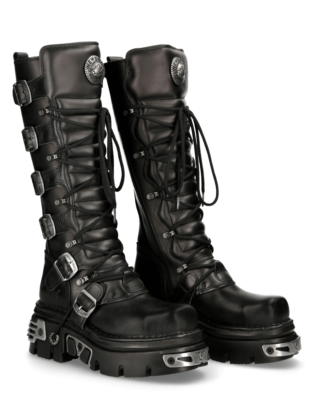 US SALE of NEW ROCK Men's Genuine Leather Knee-High Boots with Laces