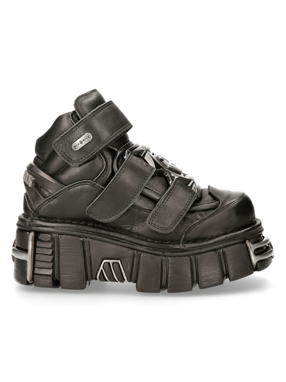 NEW ROCK Men's Goth Ankle Boots with Metallic Accents and Velcros