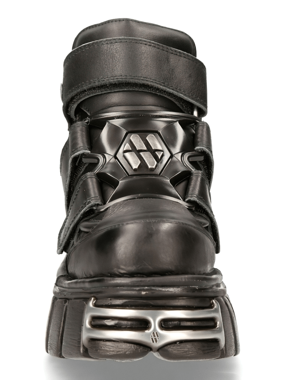 NEW ROCK Men's Goth Ankle Boots with Metallic Accents and Velcros