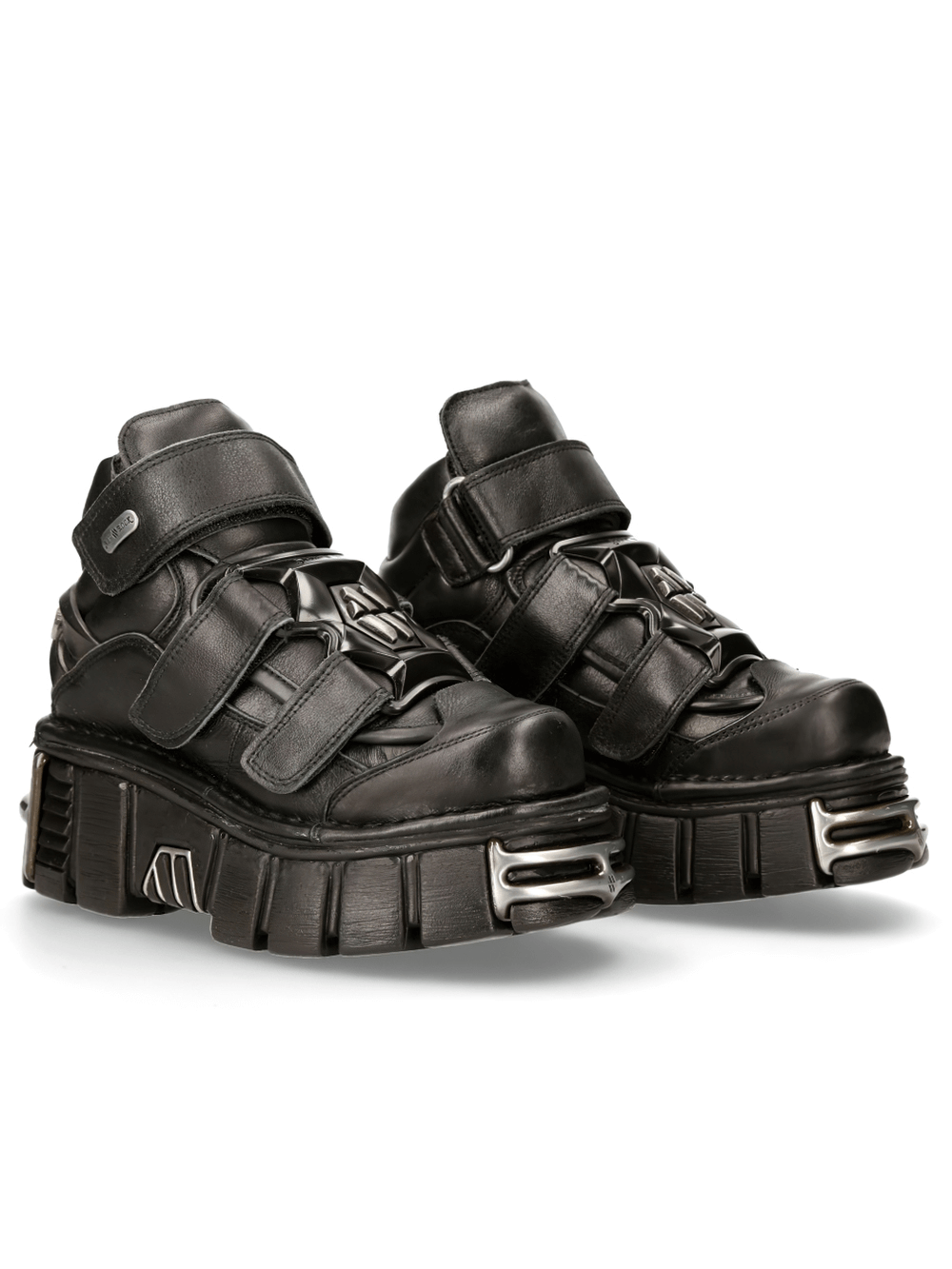NEW ROCK Men's Goth Ankle Boots with Metallic Accents and Velcros
