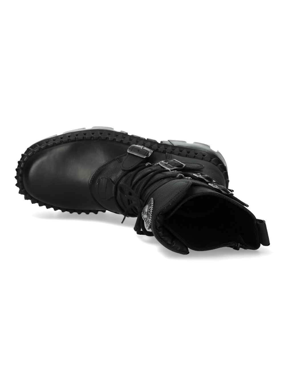 NEW ROCK Men's Gothic Ankle Boots with Buckles and Lace-up Design