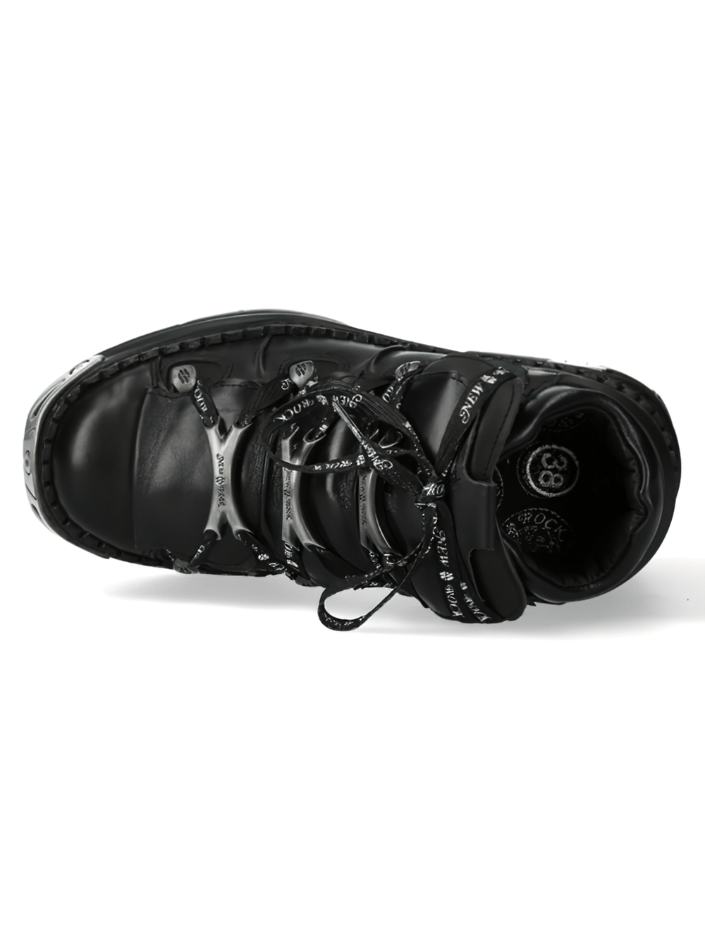 NEW ROCK Men's Gothic Black Genuine Leather Platform Shoes