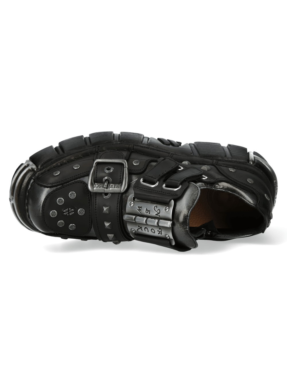NEW ROCK Men's Gothic Black Platform Shoes with Metallic Accents
