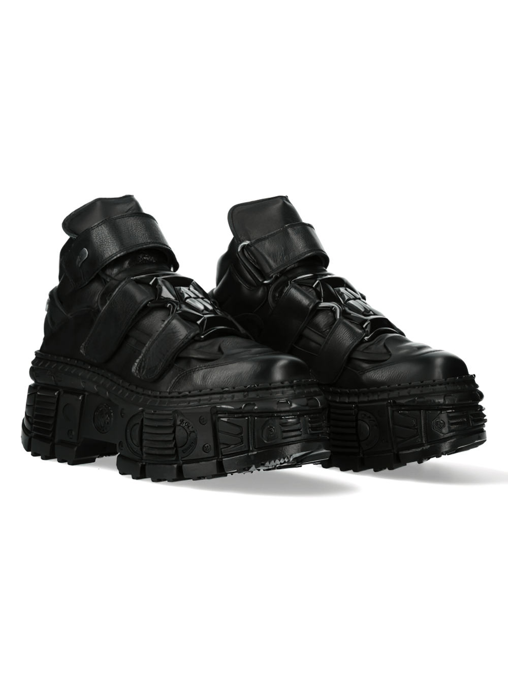 NEW ROCK Men's Gothic Black Saw-Tooth Platform Ankle Boots