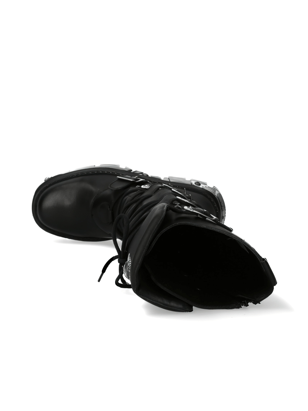 NEW ROCK Men's Gothic Buckle Knee-High Boots with Metallic Accents