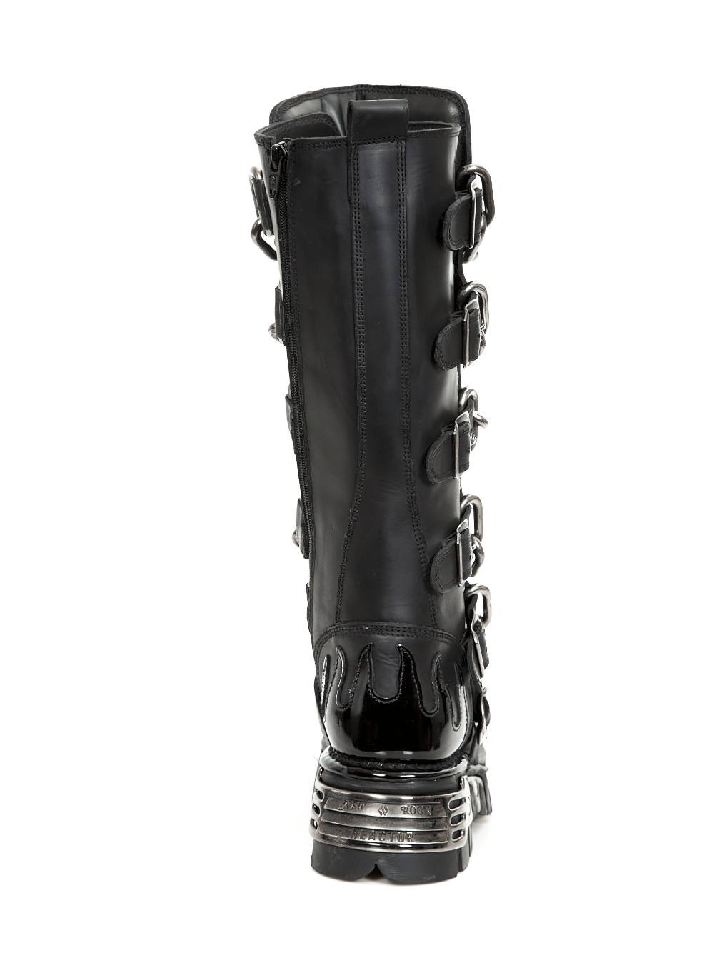 NEW ROCK Men's Gothic Chain Link High Boots in Black Leather