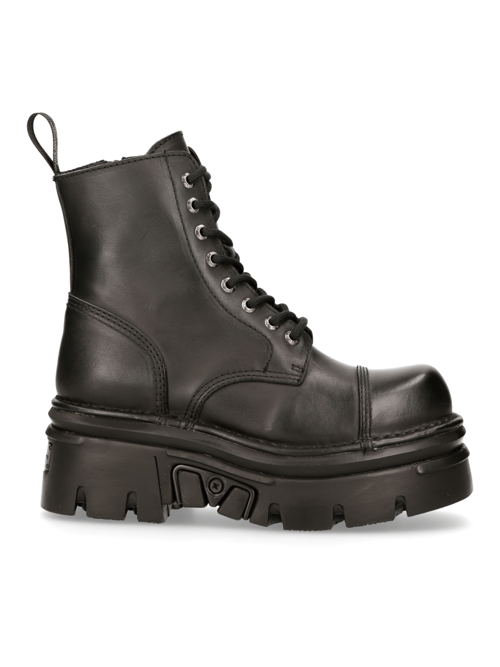 NEW ROCK Men's Gothic Military Black Ankle Boots with Flat Heels