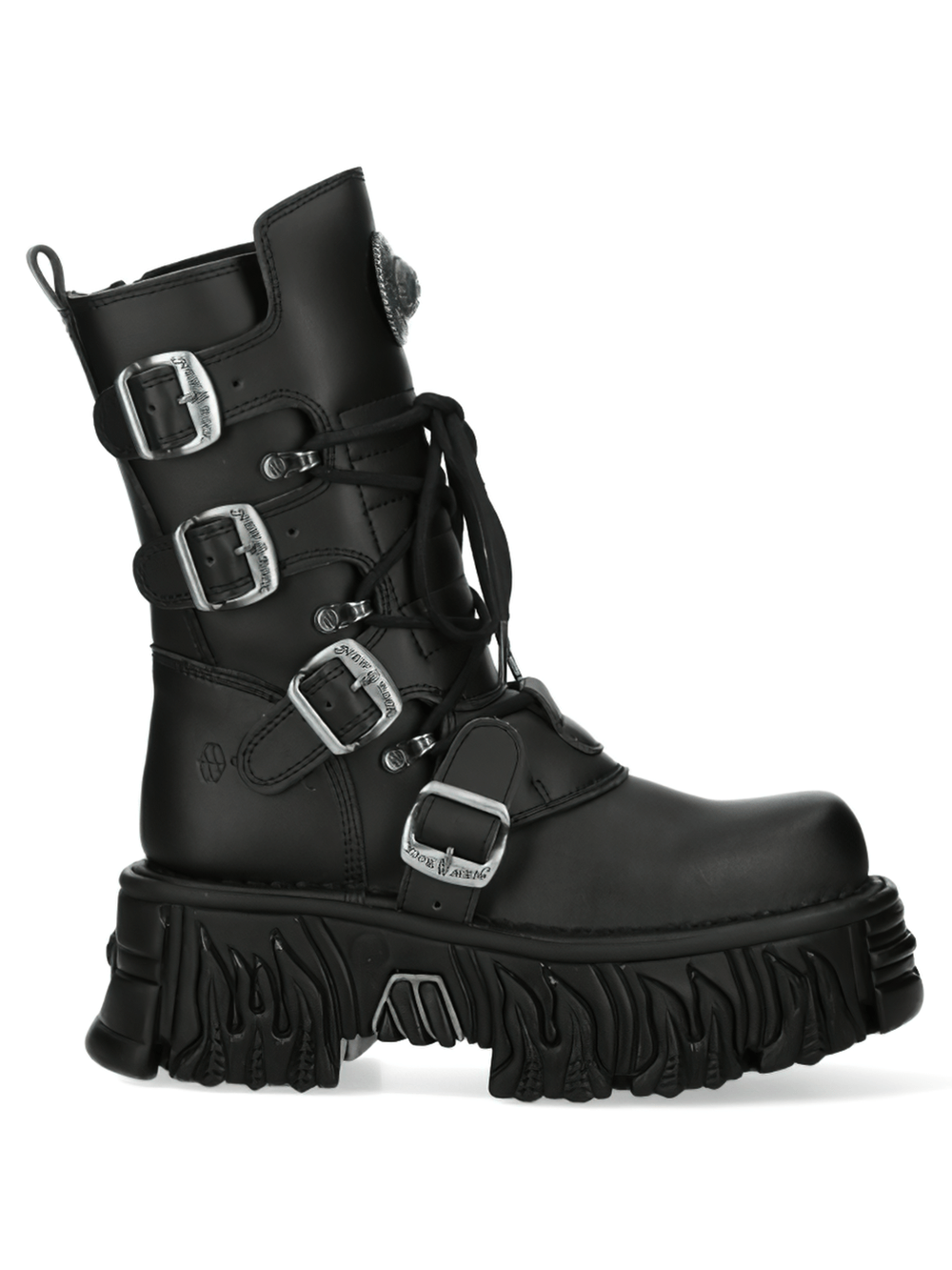 NEW ROCK Men's Gothic Platform Boots with Buckles and Lace-up
