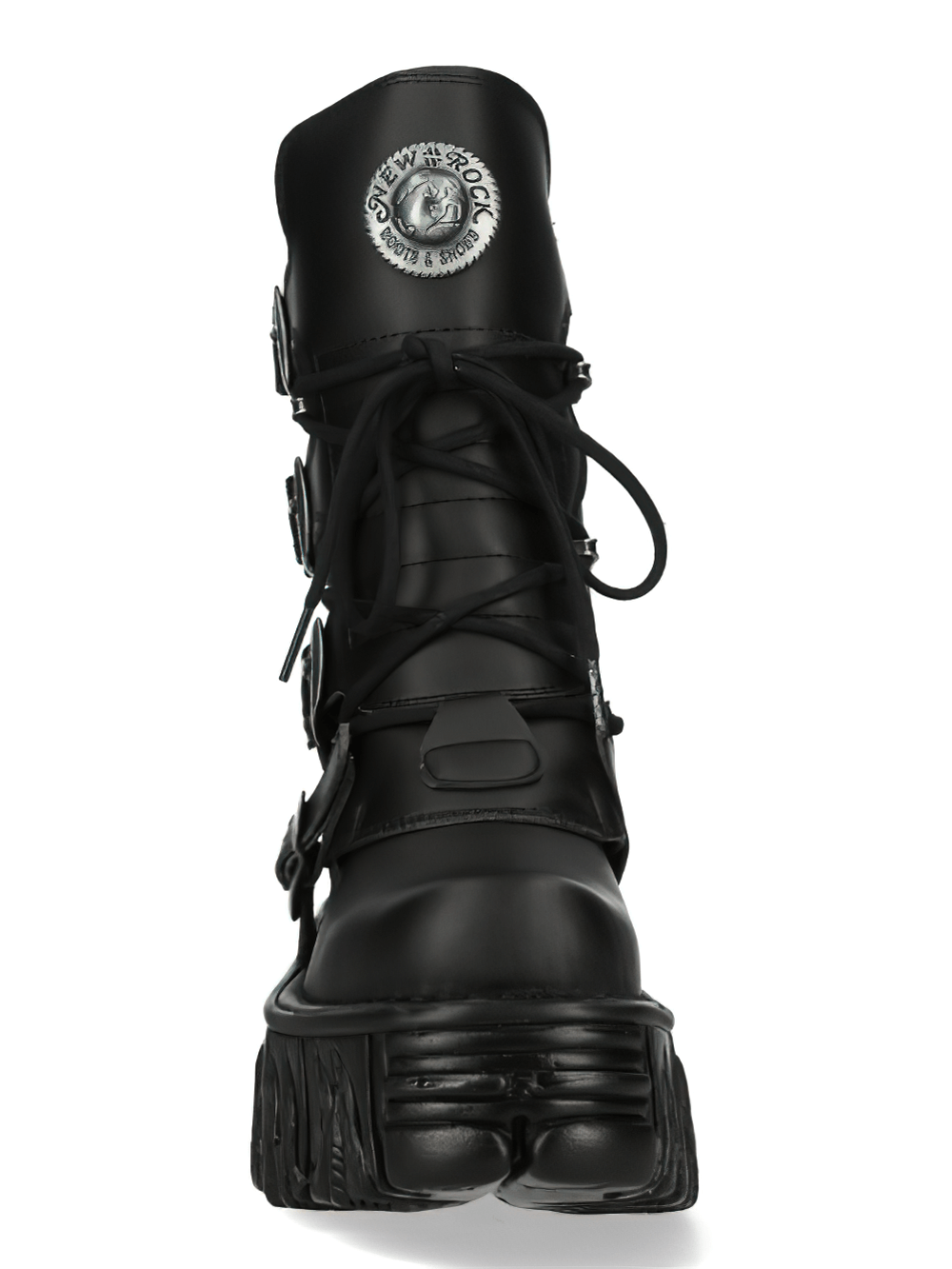 NEW ROCK Men's Gothic Platform Boots with Buckles and Lace-up