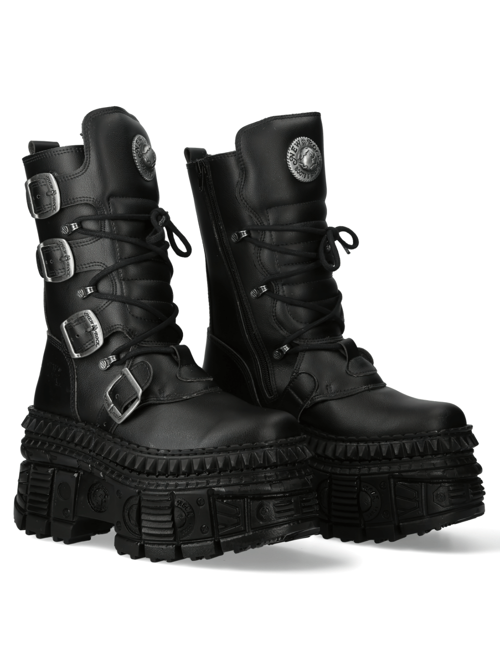 NEW ROCK Men's Gothic Platform Boots with Buckles and Laces
