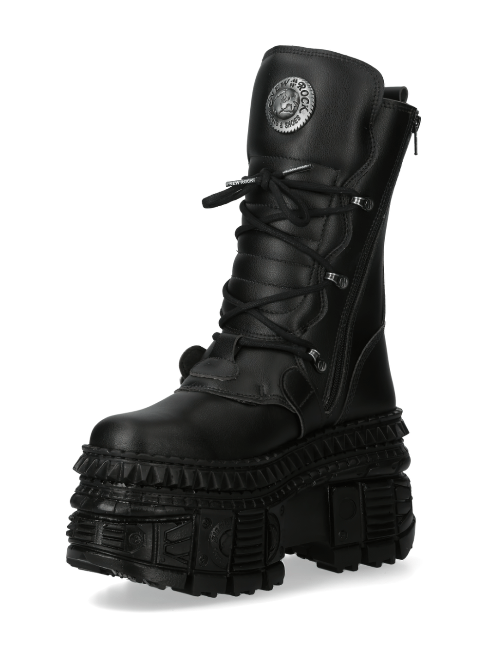 NEW ROCK Men's Gothic Platform Boots with Buckles and Laces