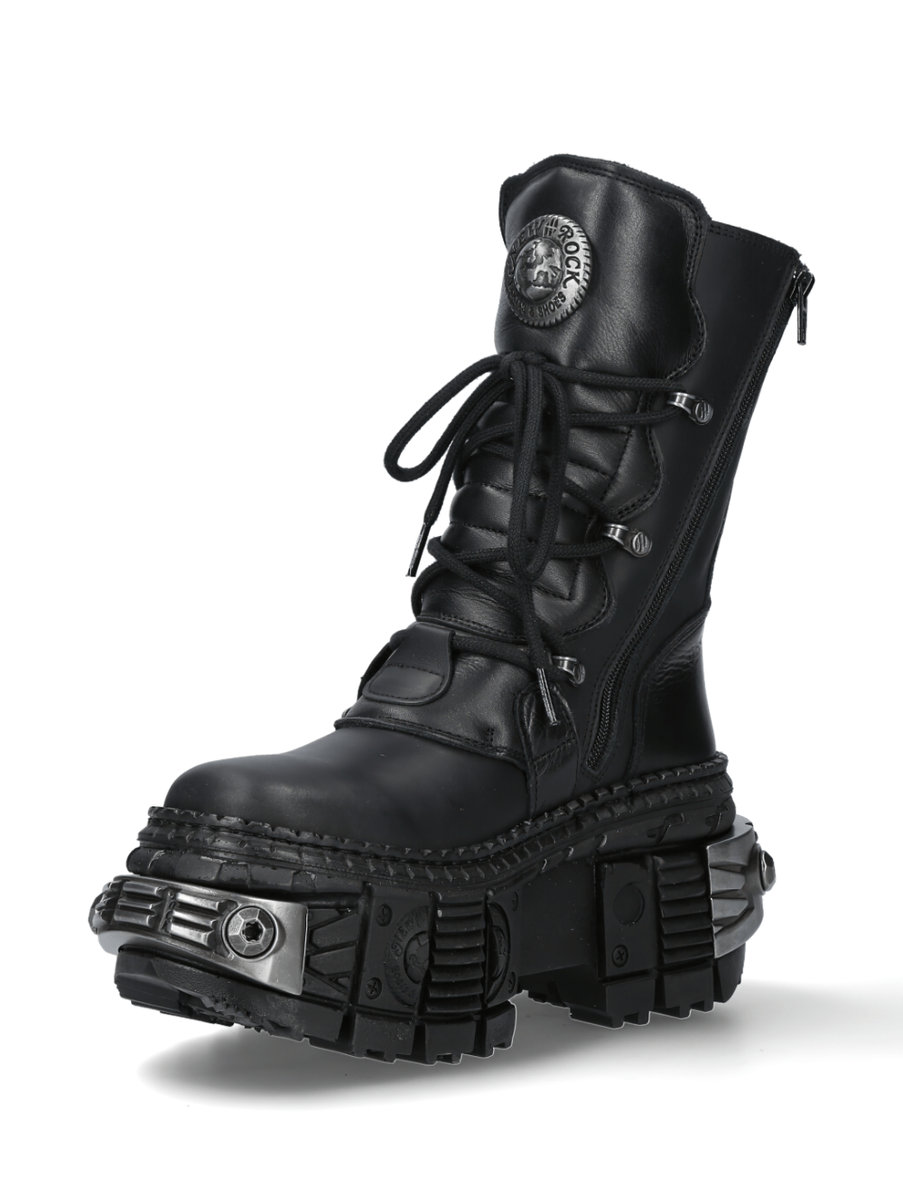 NEW ROCK Men's Gothic Punk Ankle Boots with Metallic Accents