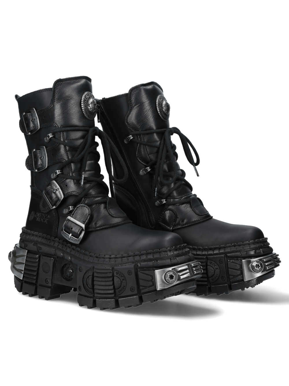 NEW ROCK Men's Gothic Punk Ankle Boots with Metallic Accents
