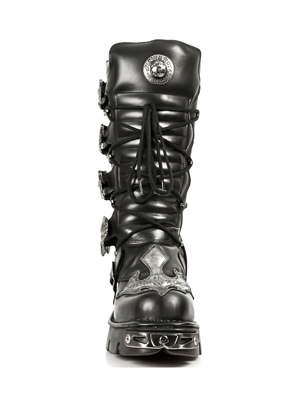 NEW ROCK Men's Gothic Punk High Boots with Buckle and Lace Details