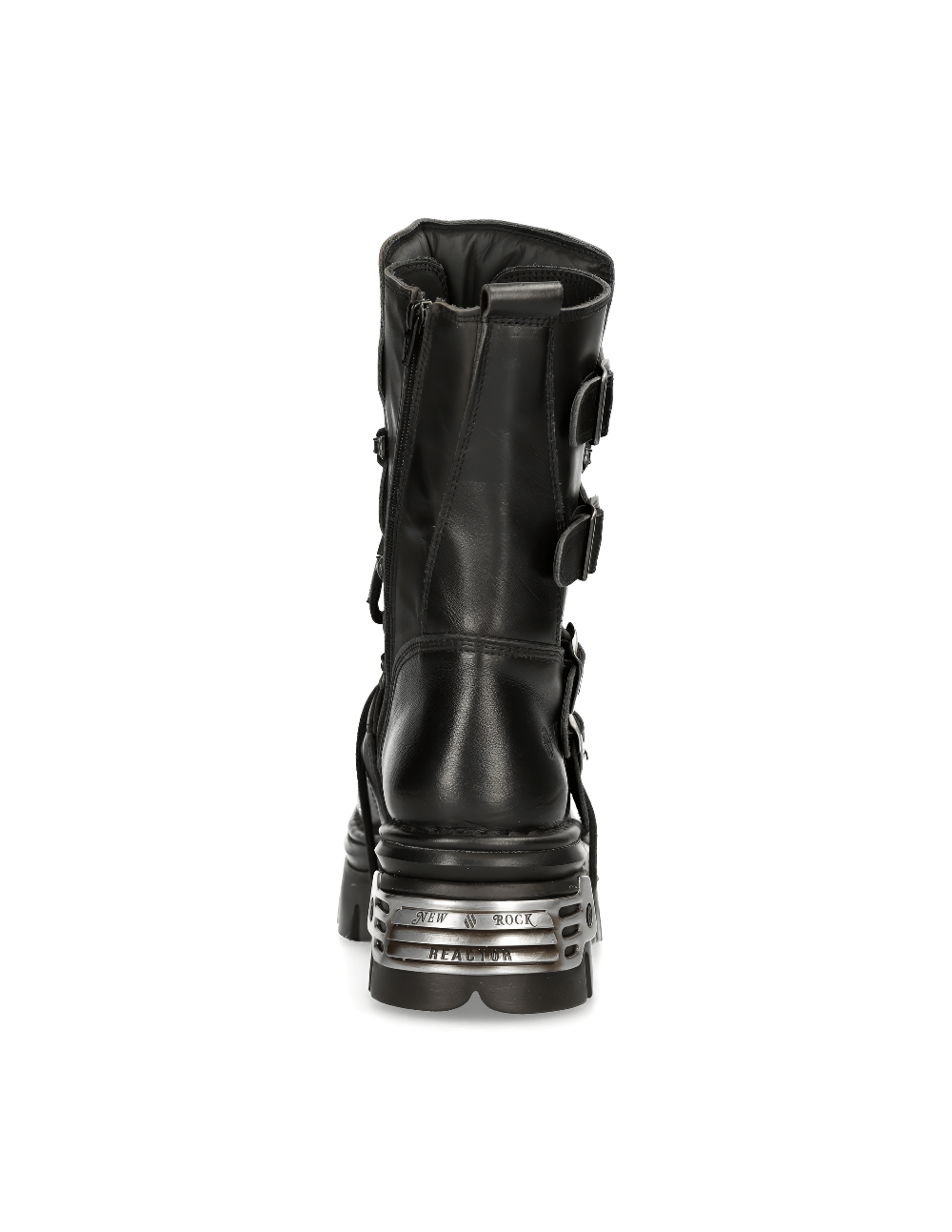 NEW ROCK Men's Gothic Rocker Buckled Lace-Up Black Boots
