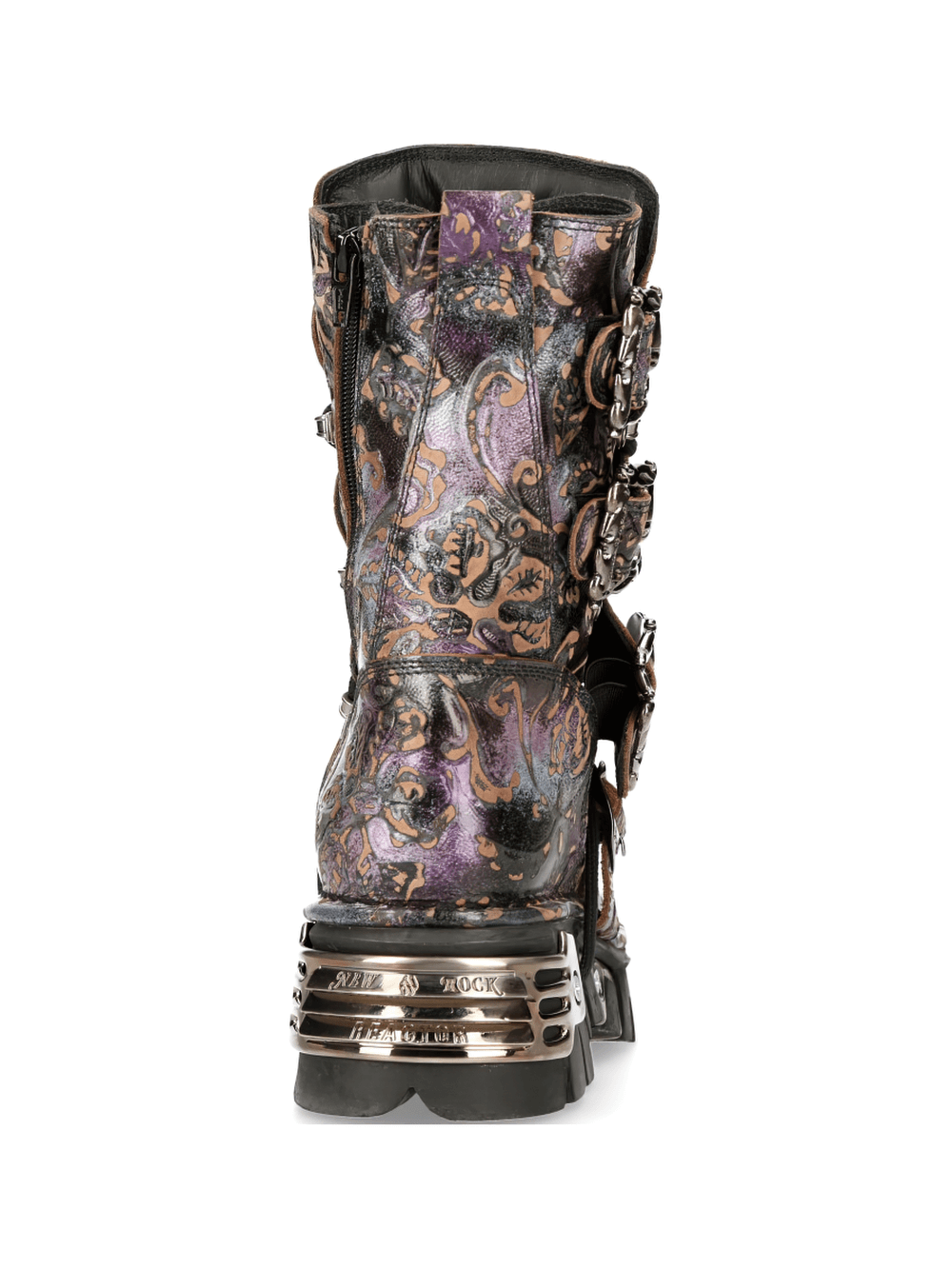 NEW ROCK Men's Gothic Zippered High Boots with Metallic Accents