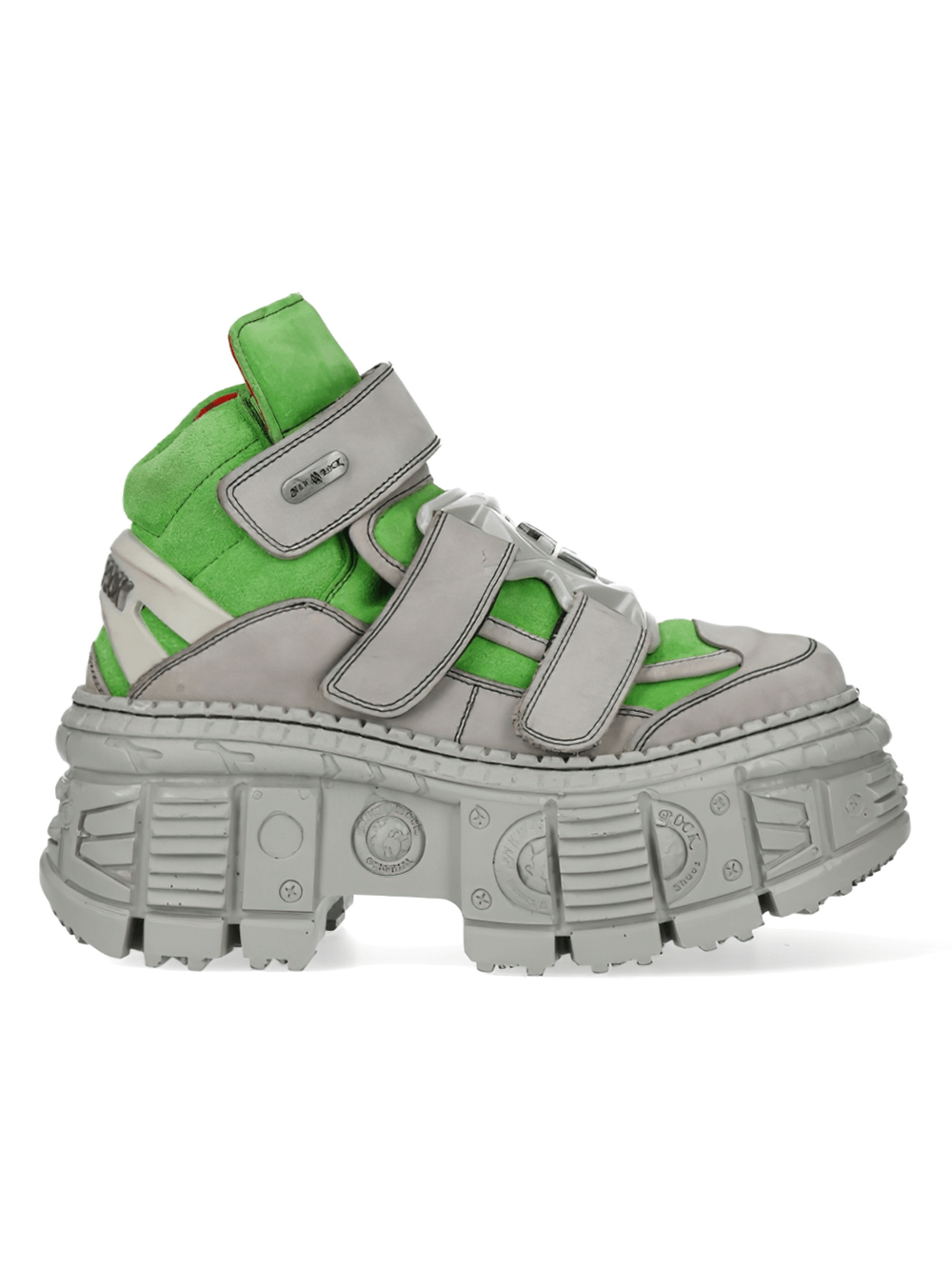 NEW ROCK Men's Green and Gray Punk Ankle Boots with Chunky Sole