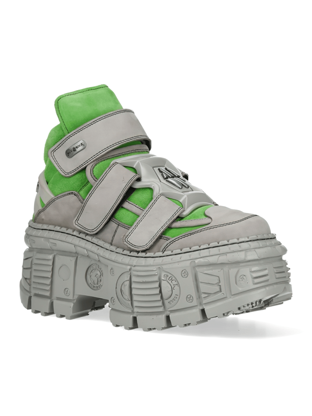 NEW ROCK Men's Green and Gray Punk Ankle Boots with Chunky Sole