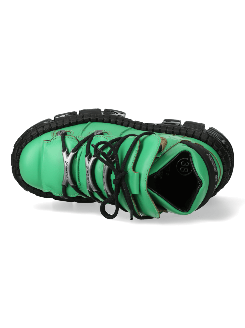 NEW ROCK Men's Green Platform Ankle Boots with Rocker Design