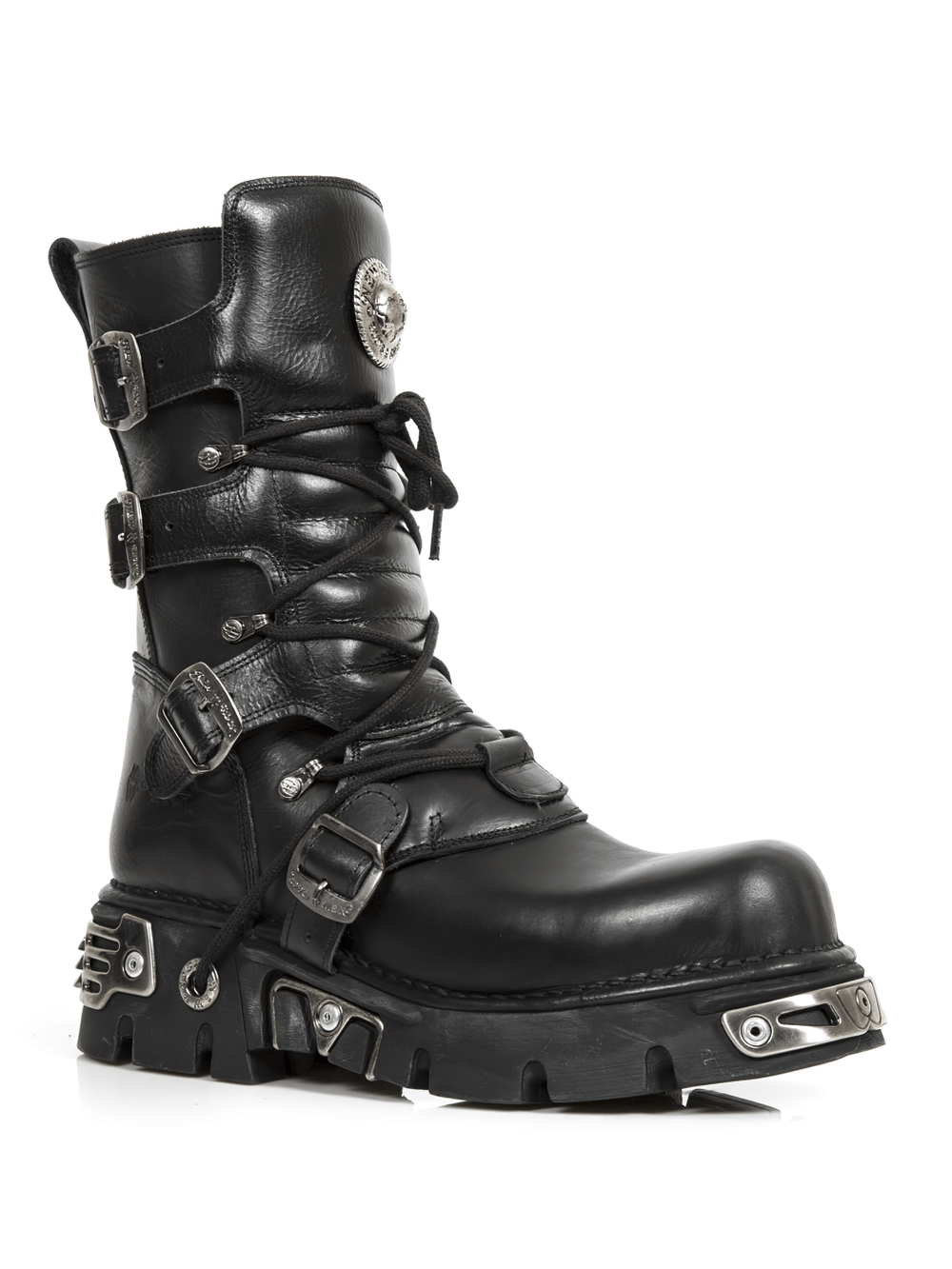 NEW ROCK Men's Heavy Biker Rock Boots with Natural Rubber Sole