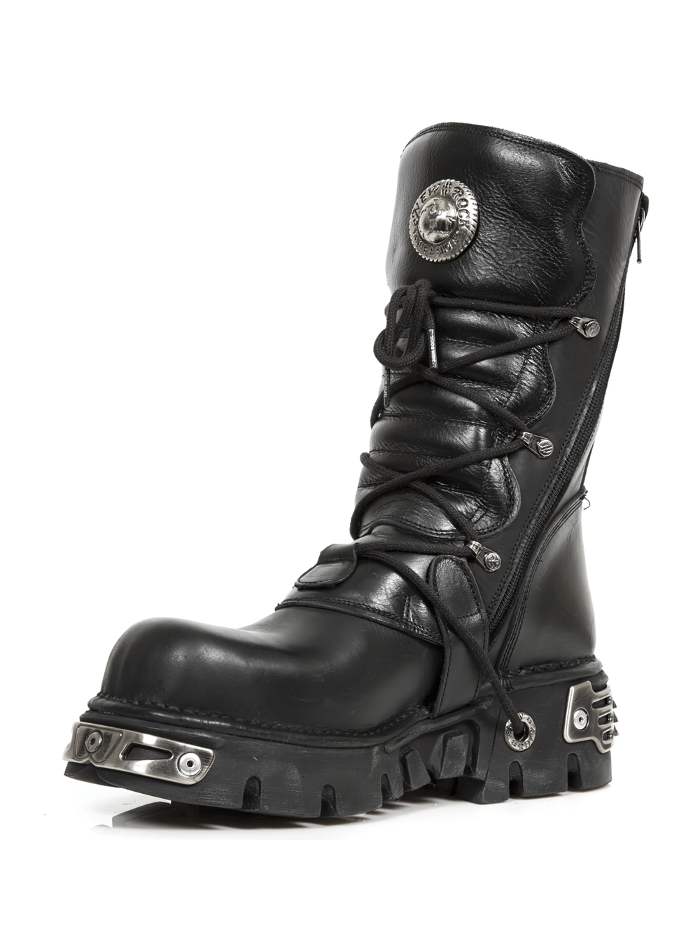 NEW ROCK Men's Heavy Biker Rock Boots with Natural Rubber Sole
