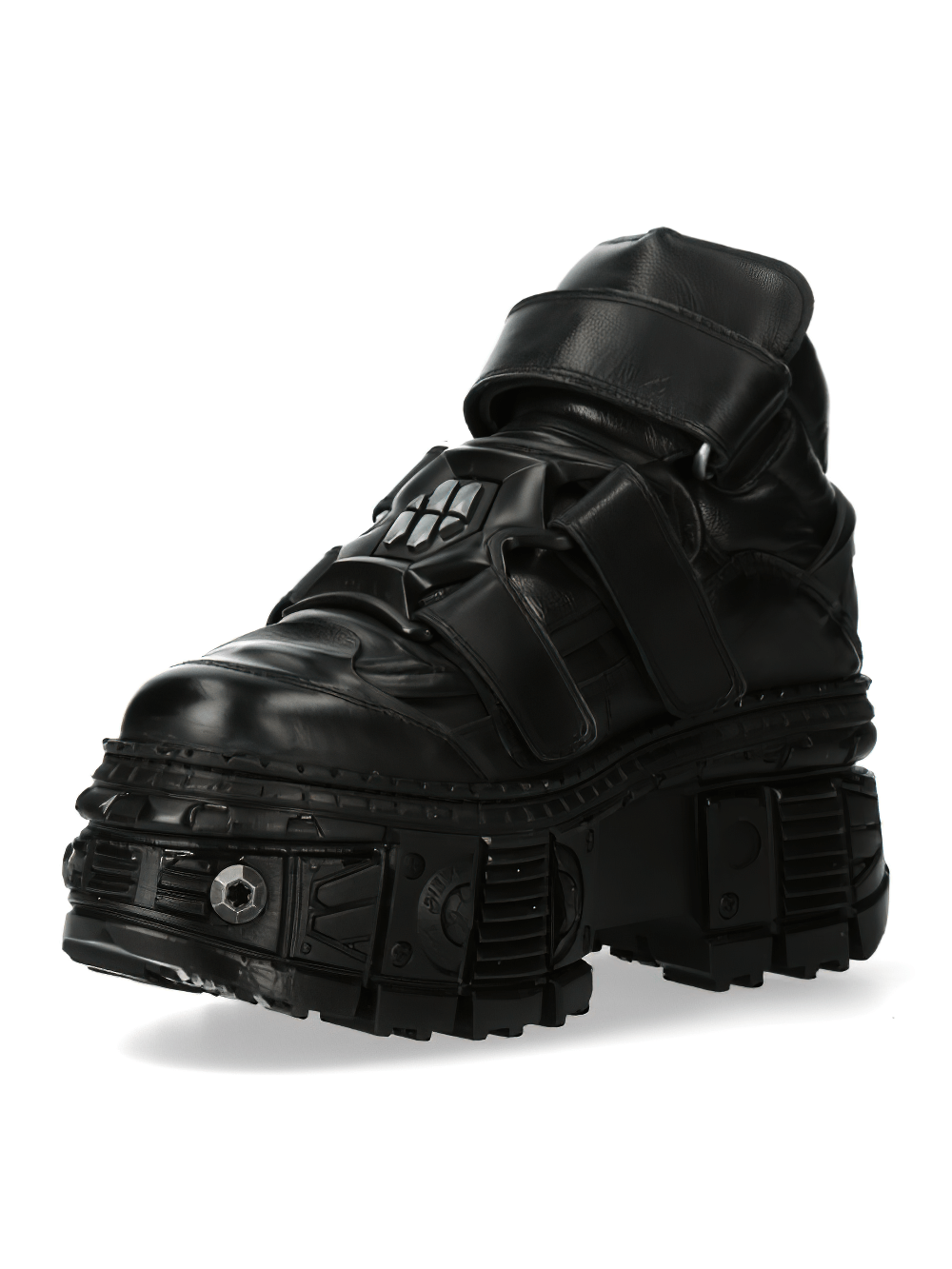 NEW ROCK Men's Heavy Gothic Ankle Boots with Velcro Straps