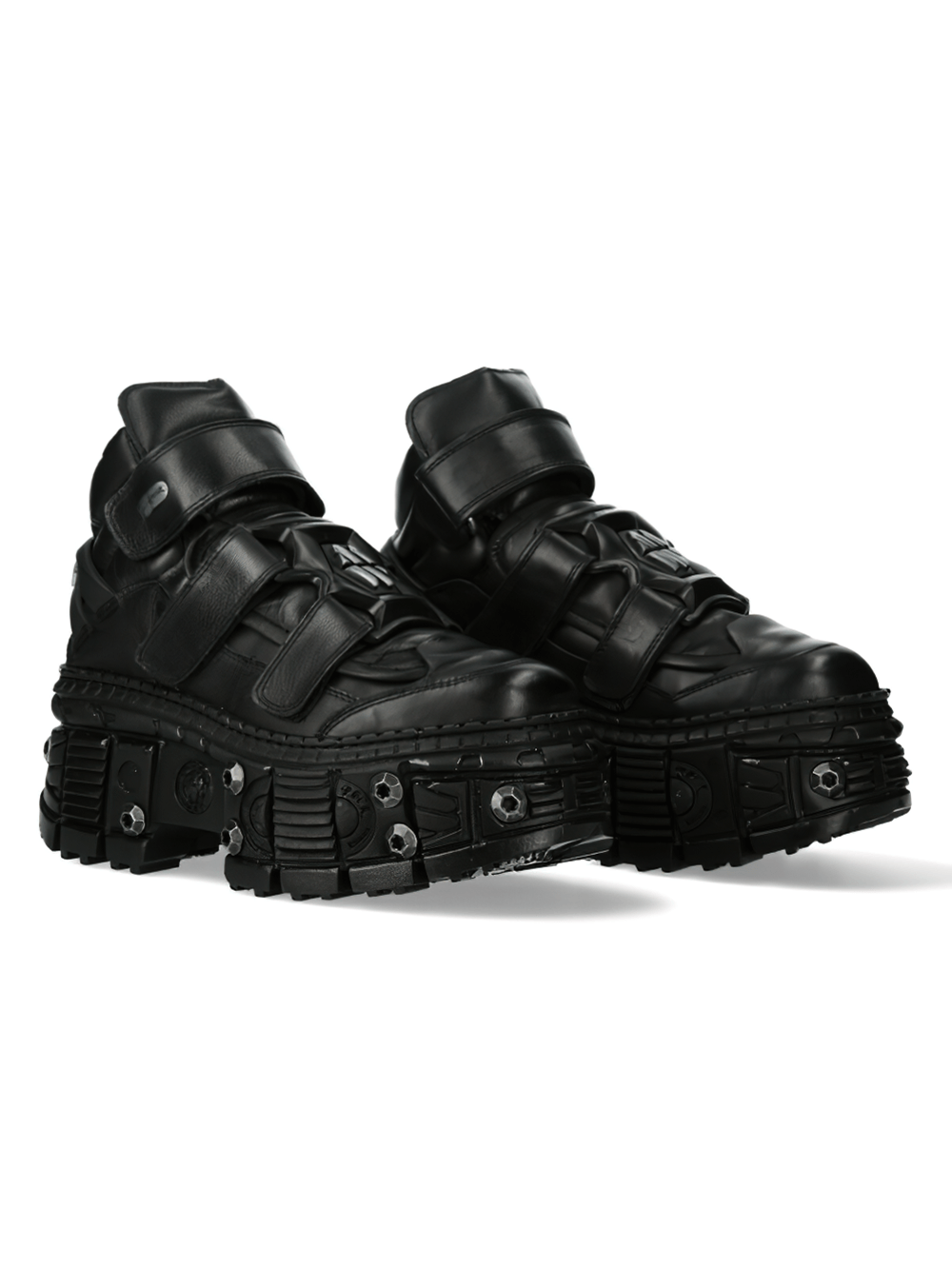 NEW ROCK Men's Heavy Gothic Ankle Boots with Velcro Straps