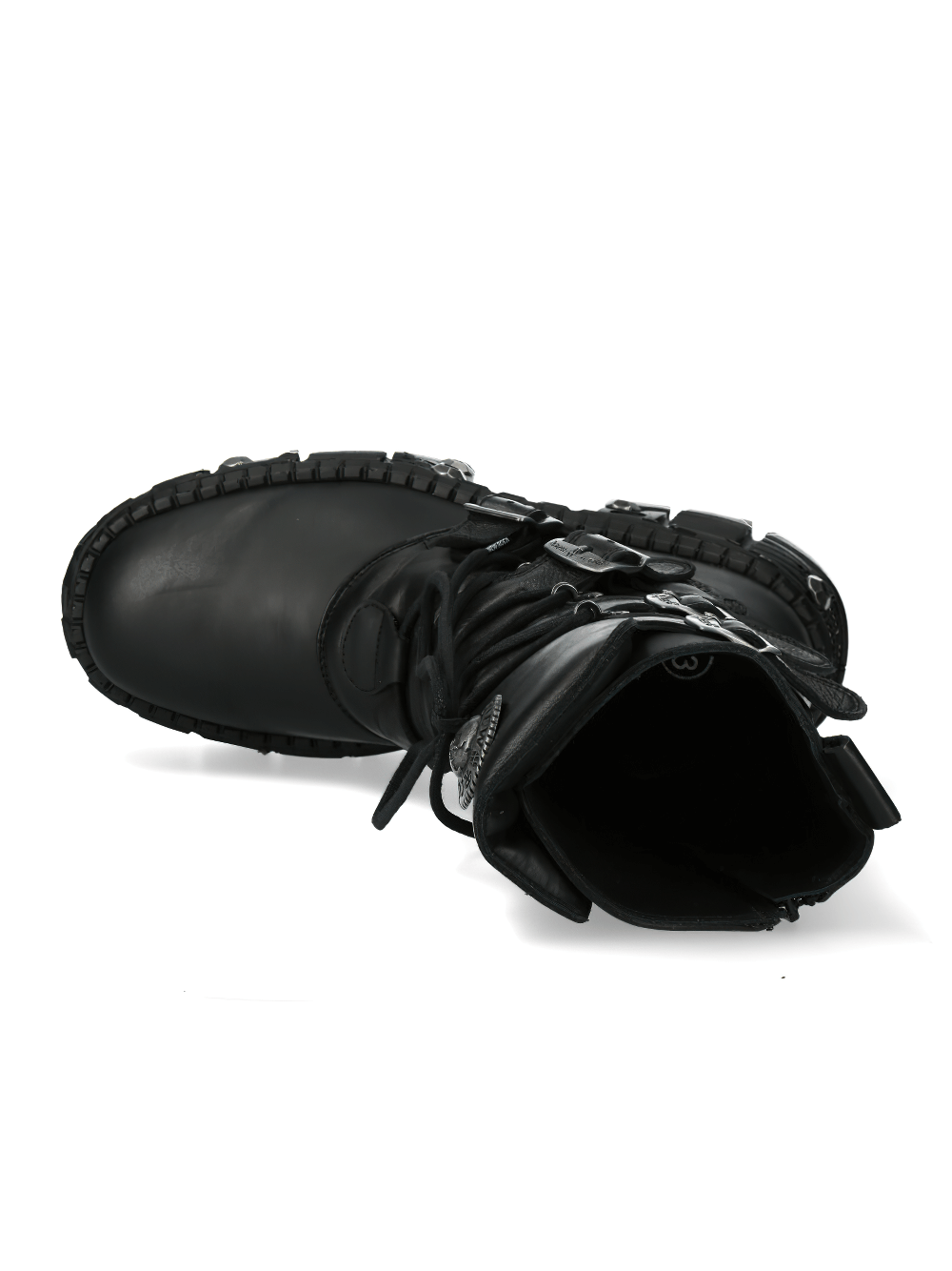 NEW ROCK Men's Lace-Up Leather Ankle Boots with Metallic Accents