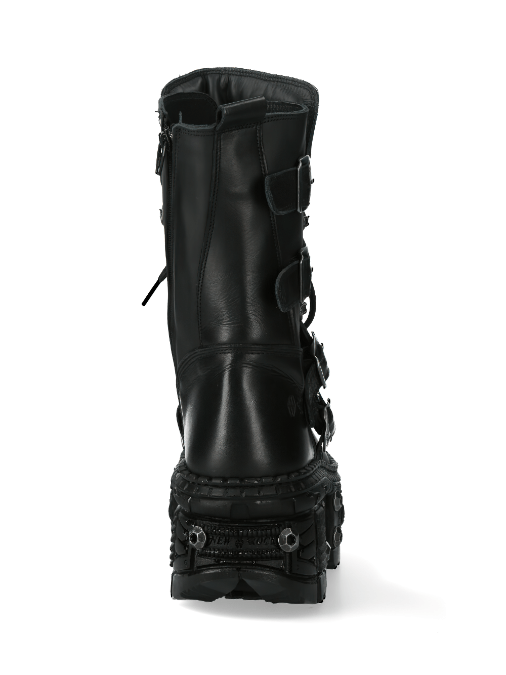 NEW ROCK Men's Lace-Up Leather Ankle Boots with Metallic Accents