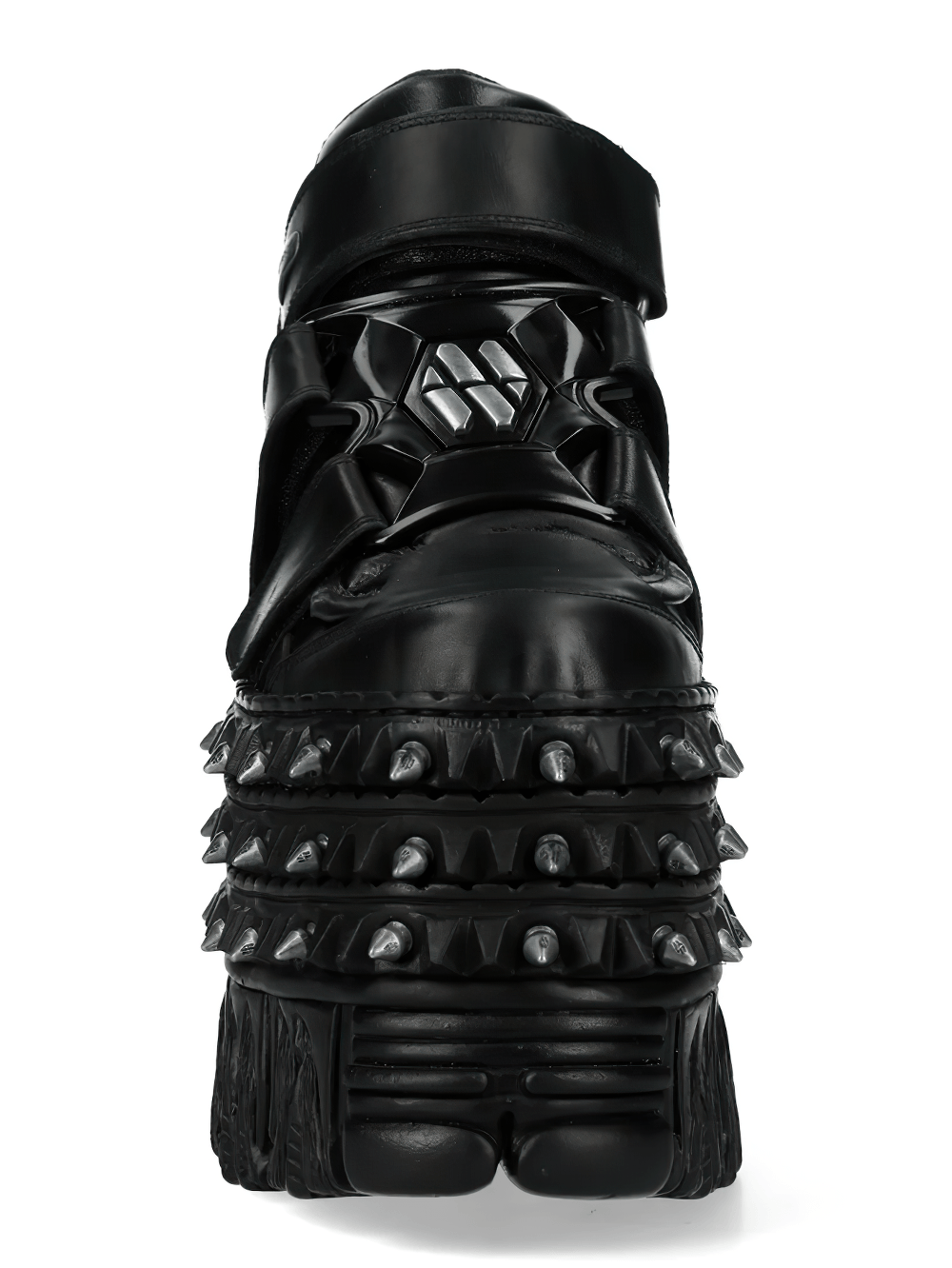 NEW ROCK Male Platform Ankle Boots with Spike Sole and Straps