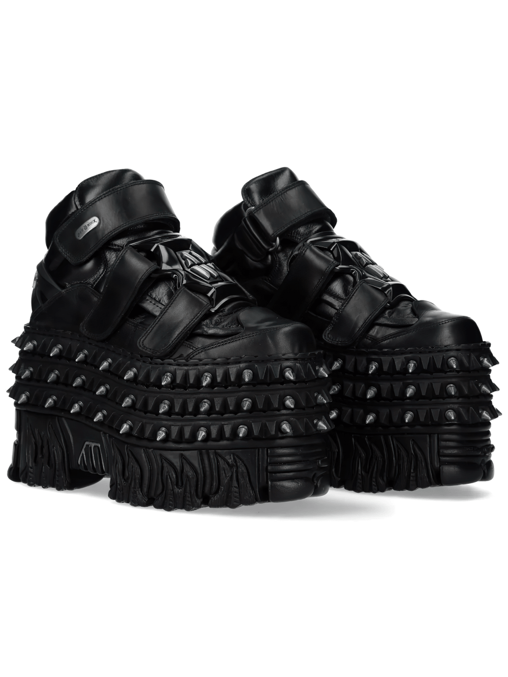 NEW ROCK Male Platform Ankle Boots with Spike Sole and Straps