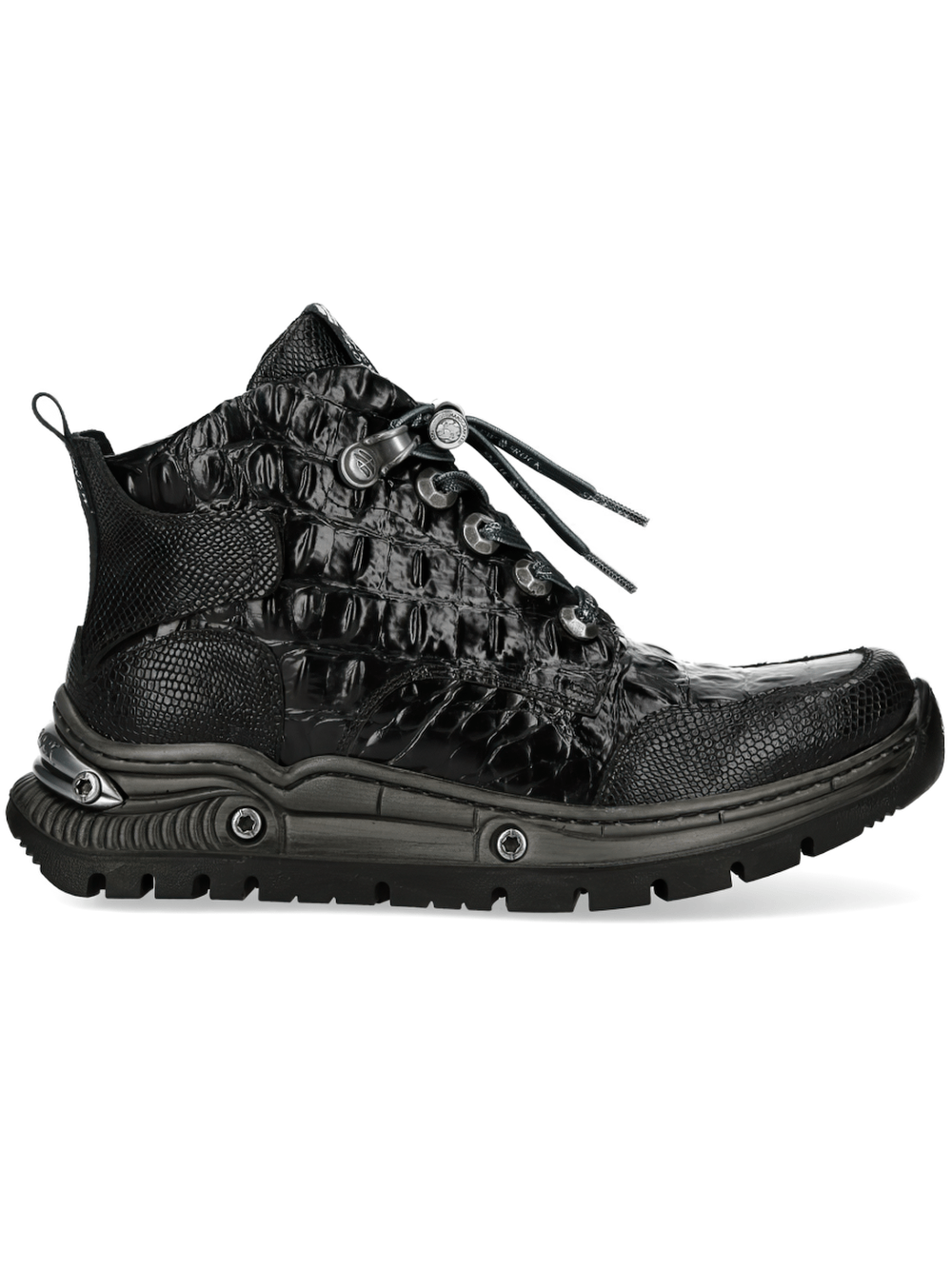 NEW ROCK Men's Ankle Boots with Reptile Texture Soles