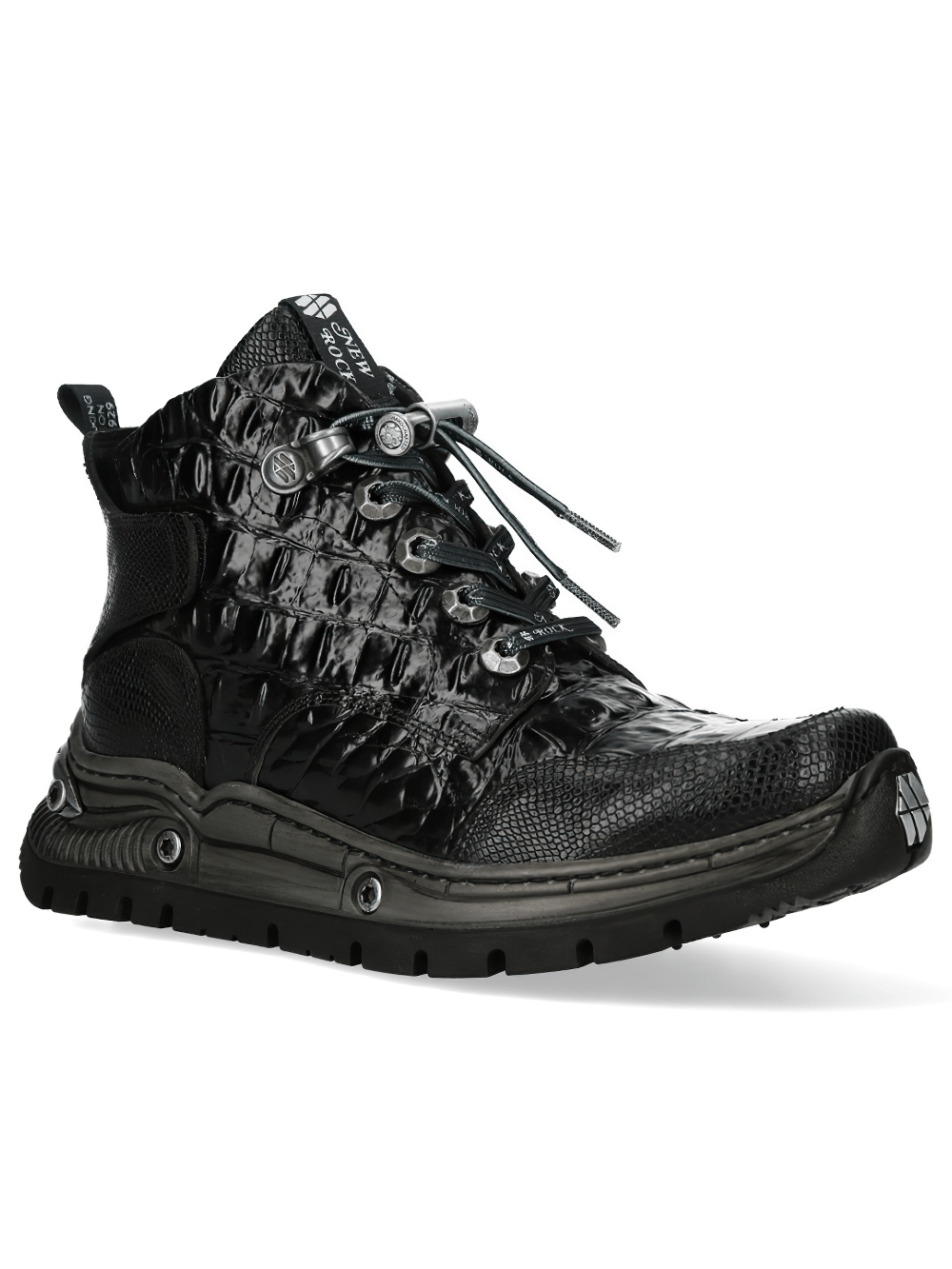 NEW ROCK Men's Ankle Boots with Reptile Texture Soles