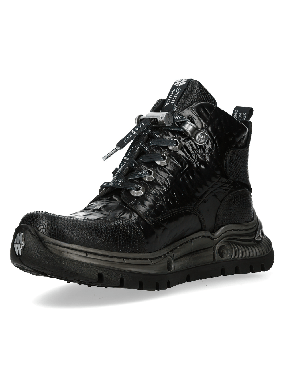 NEW ROCK Men's Ankle Boots with Reptile Texture Soles