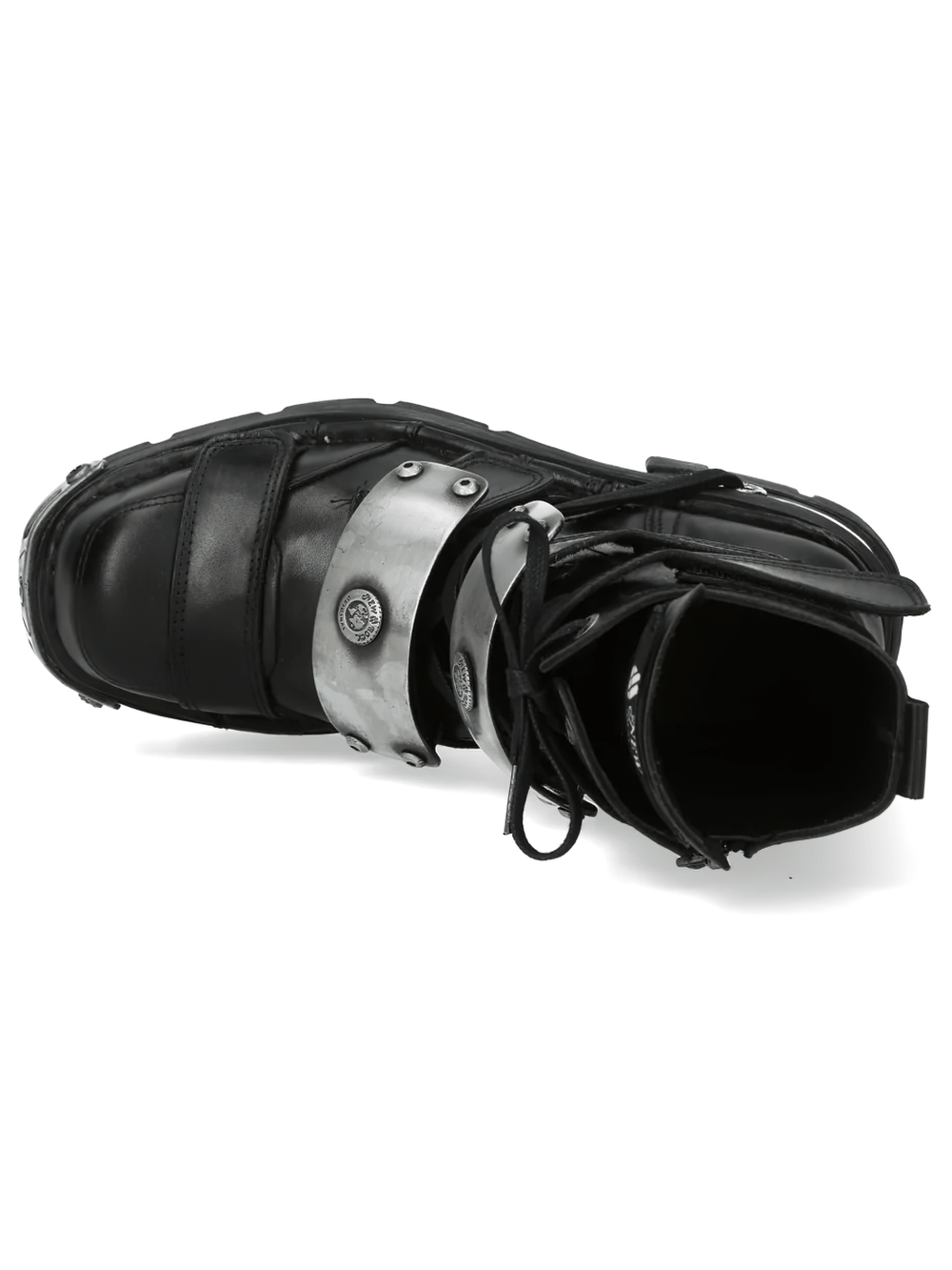 NEW ROCK Men's Biker Boots with Metal Straps and Side Zips