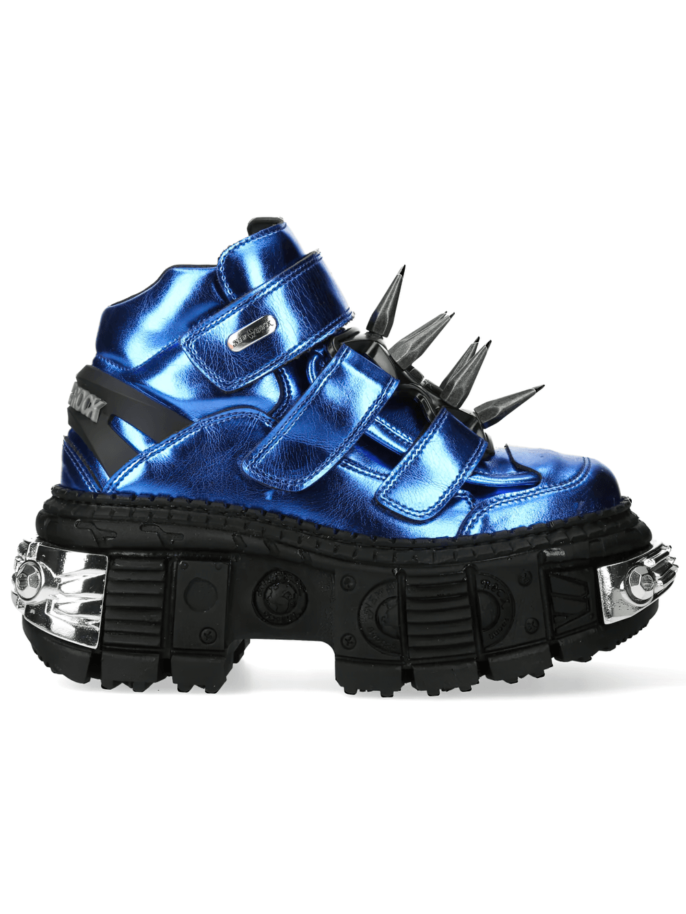 NEW ROCK Men's Blue Punk Platform Boots with Spiked Hardware