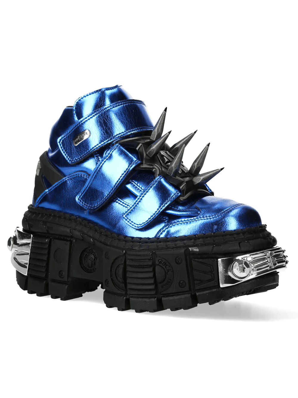 NEW ROCK Men's Blue Punk Platform Boots with Spiked Hardware