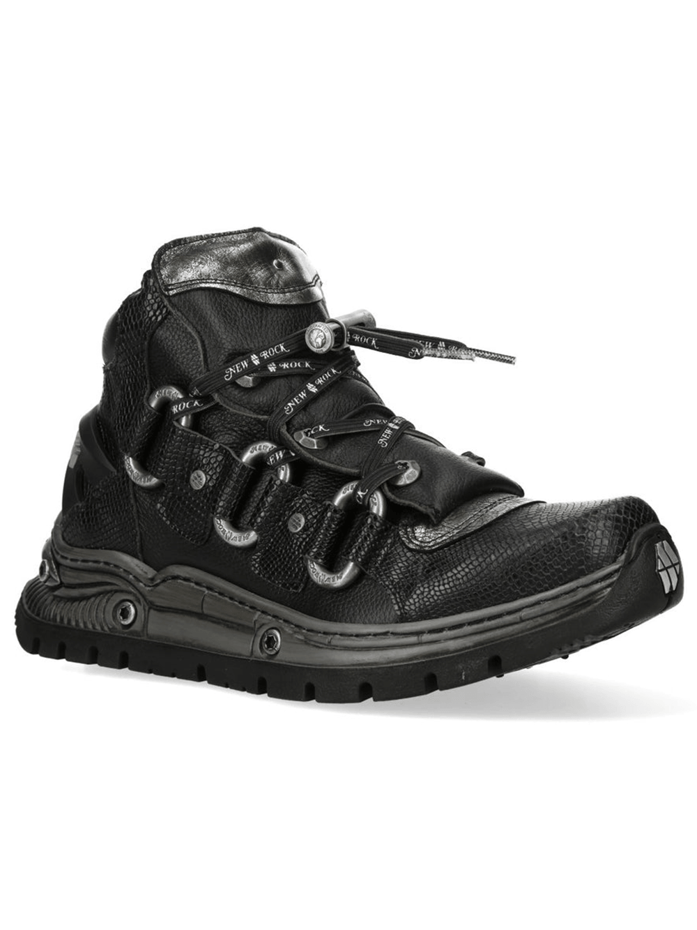 NEW ROCK Men's Boots with Cord Lacing and Textured Sole